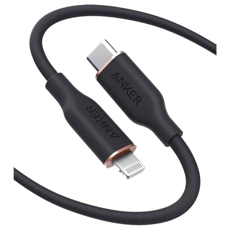 Anker A8663H11 PowerLine III Flow USB-C to Lightning Cable 6ft/1.8m – Midnight Black