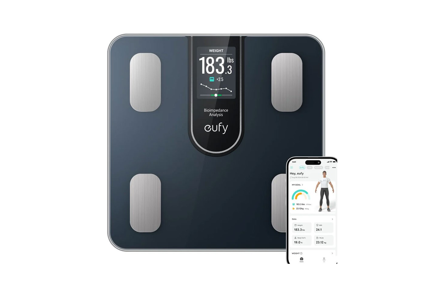 Anker Eufy Smart Scale C20 | Body Composition Scale | BMI | Bluetooth | 16 Health Metrics | Black – T9130011