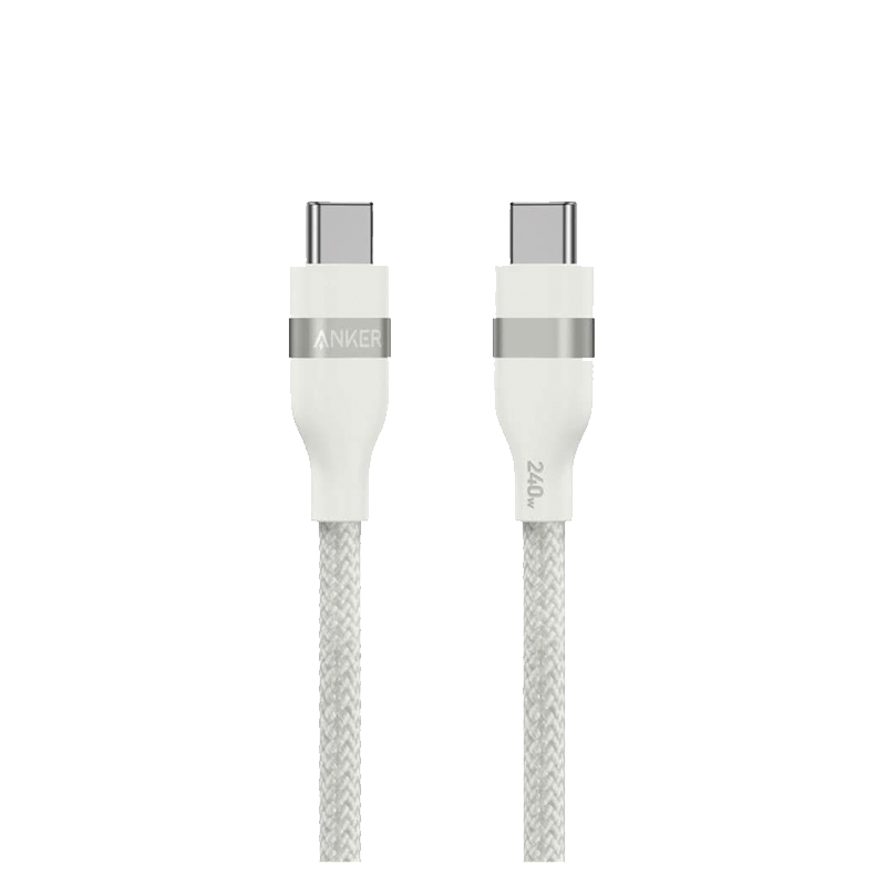 Anker USB-C to USB-C Cable | 240 W | Upcycled-Braided | 3ft | White – A82E2H21