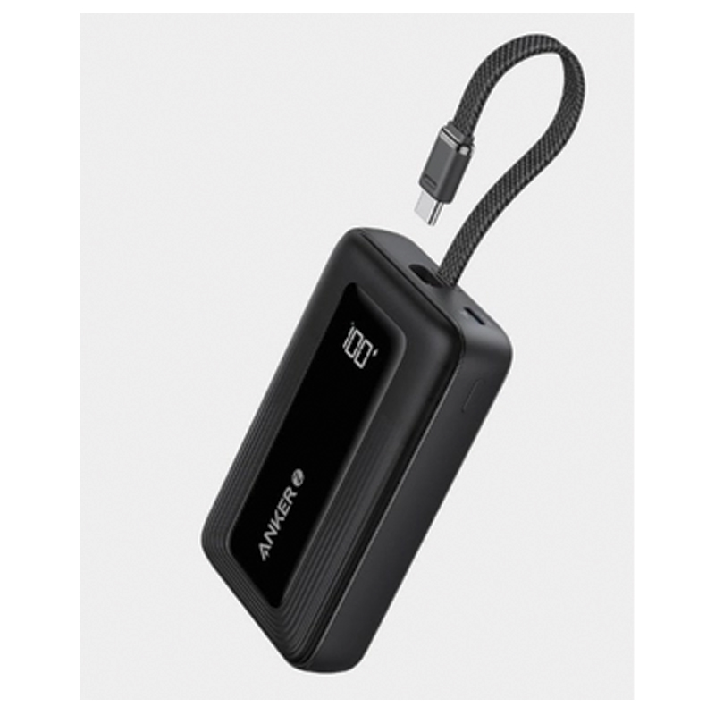 Anker Zolo Power Bank 10K | 30W | Built-In USB-C Cable | Black – A1688H11
