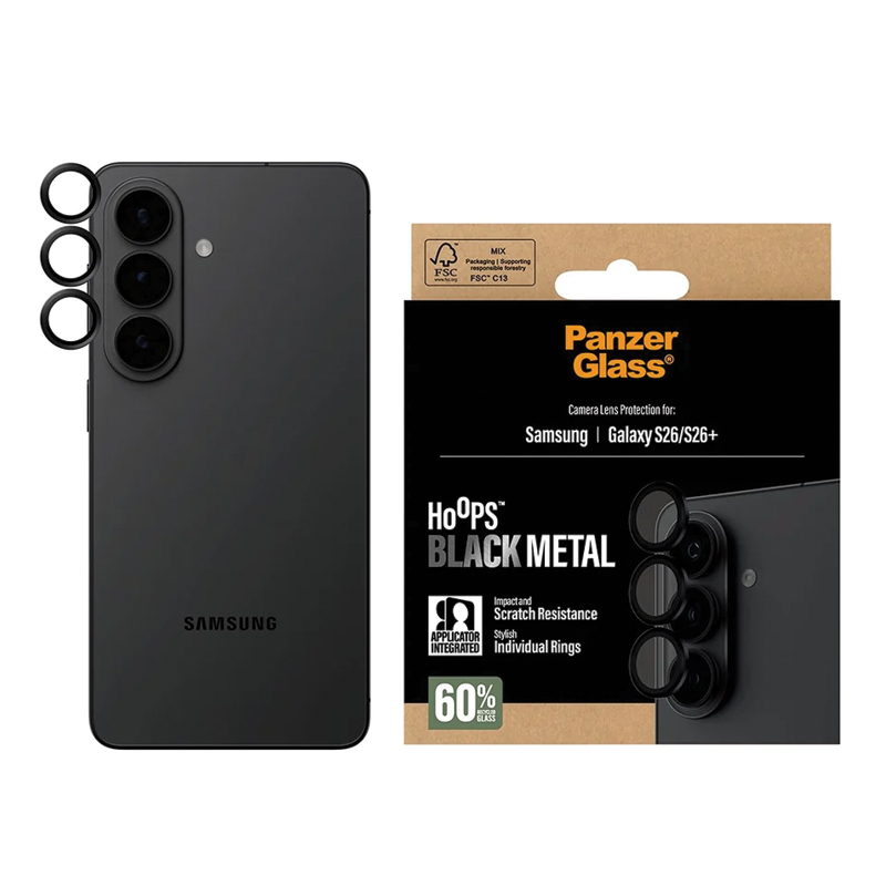 PanzerGlass® Hoops® Camera Lens Protector for Samsung Galaxy S26 / S26+ – Black
