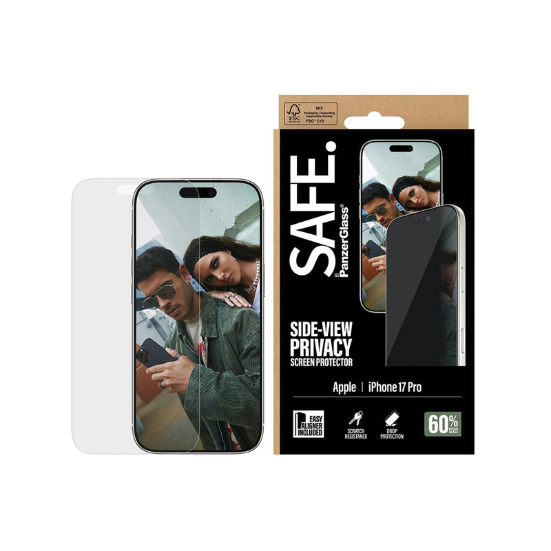 SAFE. by PanzerGlass® Privacy Screen Protector for iPhone 17 Pro | Ultra-Wide Fit | Tempered Glass | EasyAligner Installation Tray | Privacy Filter | Scratch & Impact Resistant | Fingerprint Resistant