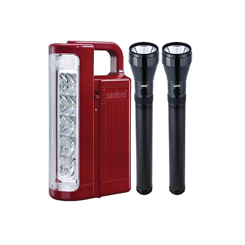Sanford 3-in-1 Rechargeable Emergency Lantern & Search Light Combo – Black | USB Rechargeable | 5000mAh Emergency Lantern | Dual LED Search Lights | Model: SF6353SEC BS-D