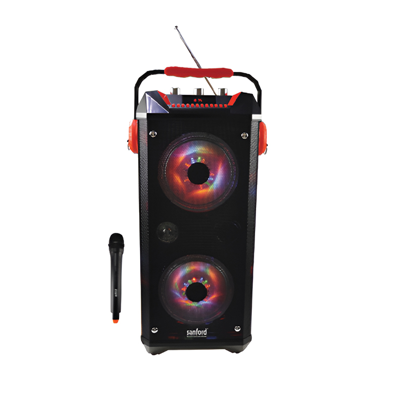 Sanford Rechargeable Portable Speaker – Black | Model: SF2263RPS BS-D | 20W Powerful Output | Bluetooth Connectivity | USB & FM Radio | AUX Input | Built-in Microphone | Rechargeable Battery