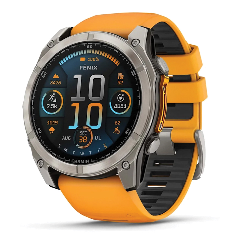 Garmin Fenix 8 Multisport GPS Smartwatch | 51mm | AMOLED | Sapphire | Titanium | Black/Graphite | Spark Orange/Graphite Band | EMEA | 010-02905-11