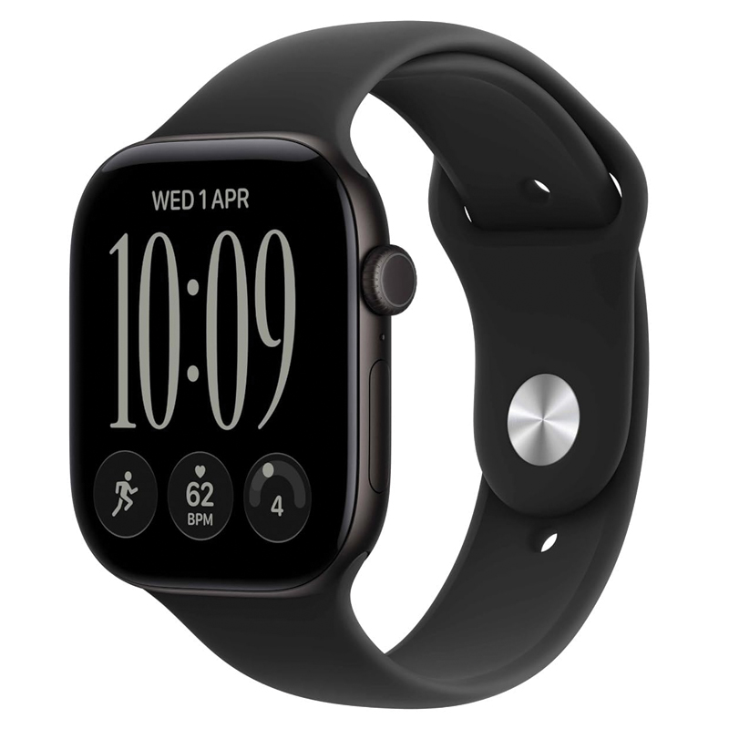 Apple Watch Series 12 GPS 46mm Black Aluminium Case with Black Sport Band – M/L – MJEL4AF/A