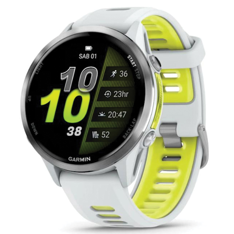 Garmin Forerunner 970 GPS Running Smartwatch | 47mm | AMOLED | Sapphire Crystal | Titanium | Whitestone/Amp Yellow | 010-02969-11