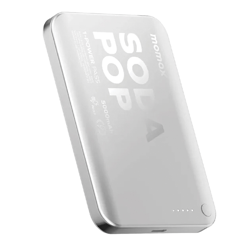 MOMAX 1-POWER PASS 5000mAh Magnetic Wireless Battery Pack – Silver