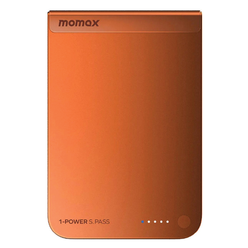 MOMAX 1-Power S.Pass 5000mAh Qi2 Magnetic Wireless Power Bank | 15W Wireless Charging | USB-C PD 20W | Solar Orange