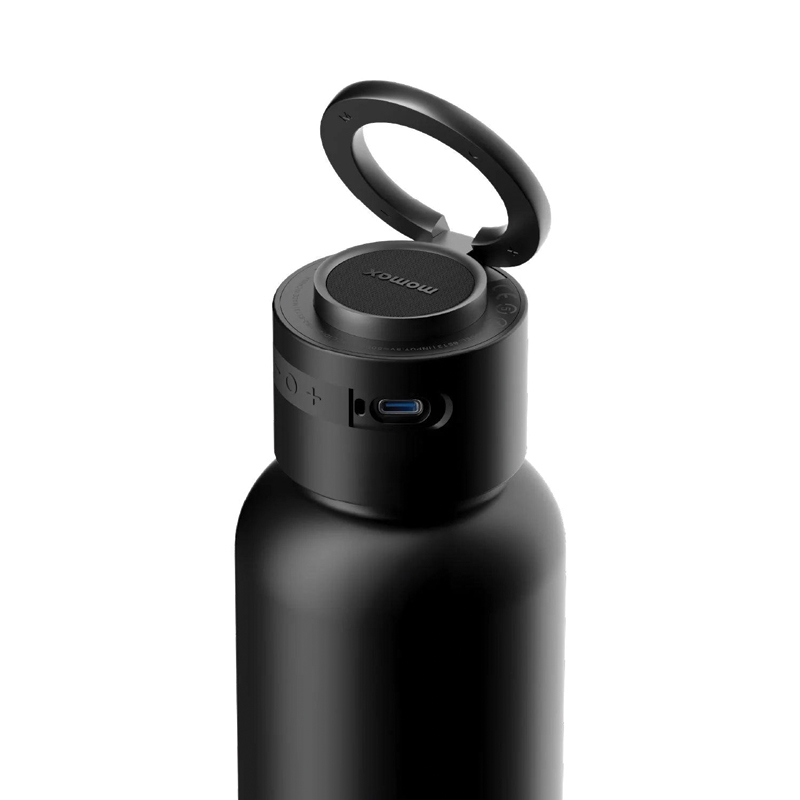 MOMAX 1-Vibe Bottle Magnetic Wireless Speaker Flask | 750ml | 3W Speaker | IPX7 | Black