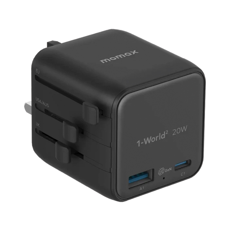 MOMAX 1-World 20W Travel Adaptor – Black