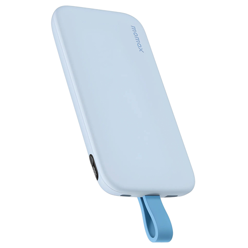 MOMAX iPower PD3 10000mAh Power Bank – 20W PD – 22.5W USB-A – Built-in USB-C Cable – IP118B – Blue