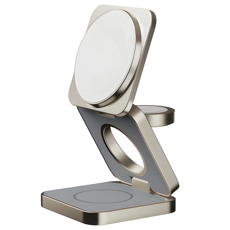MOMAX Q2.Mag Go Qi2 3-in-1 Magnetic Wireless Charging Stand – 25W – UD31L – Titanium